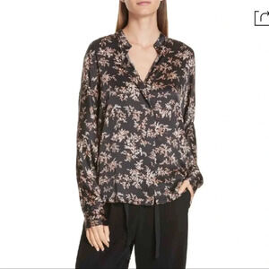 Vince Black Floral Blouse